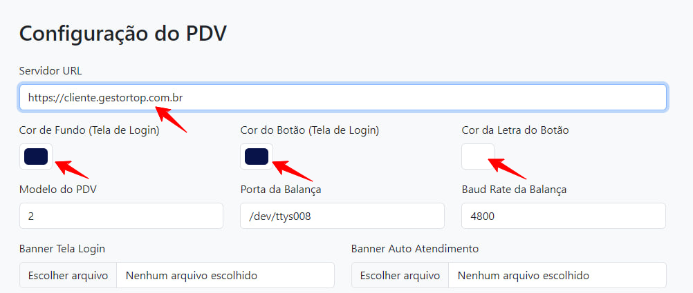 Configurações do servidor